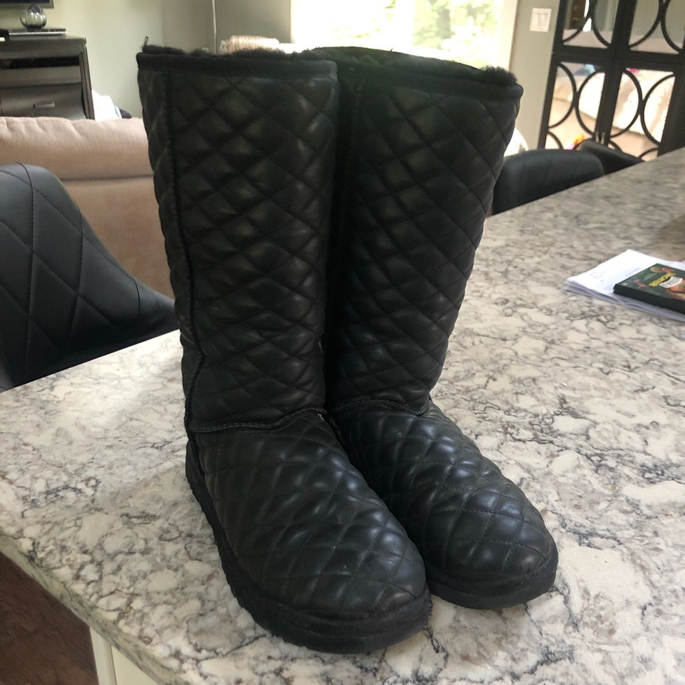 Classic Tall diamond quilted leather UGG boots